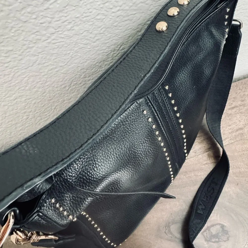 Montana West Concealed Carry Black Gold Studded Crossbody Purse Bag